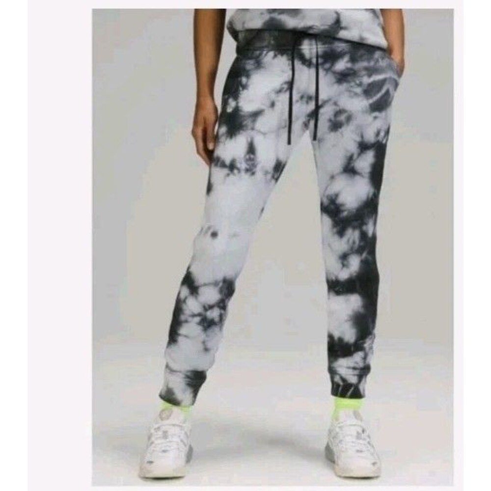 Lululemon Warm Down Jogger Earth Dye Stone Black White Tie Dye Sz 12 7/8 Length
